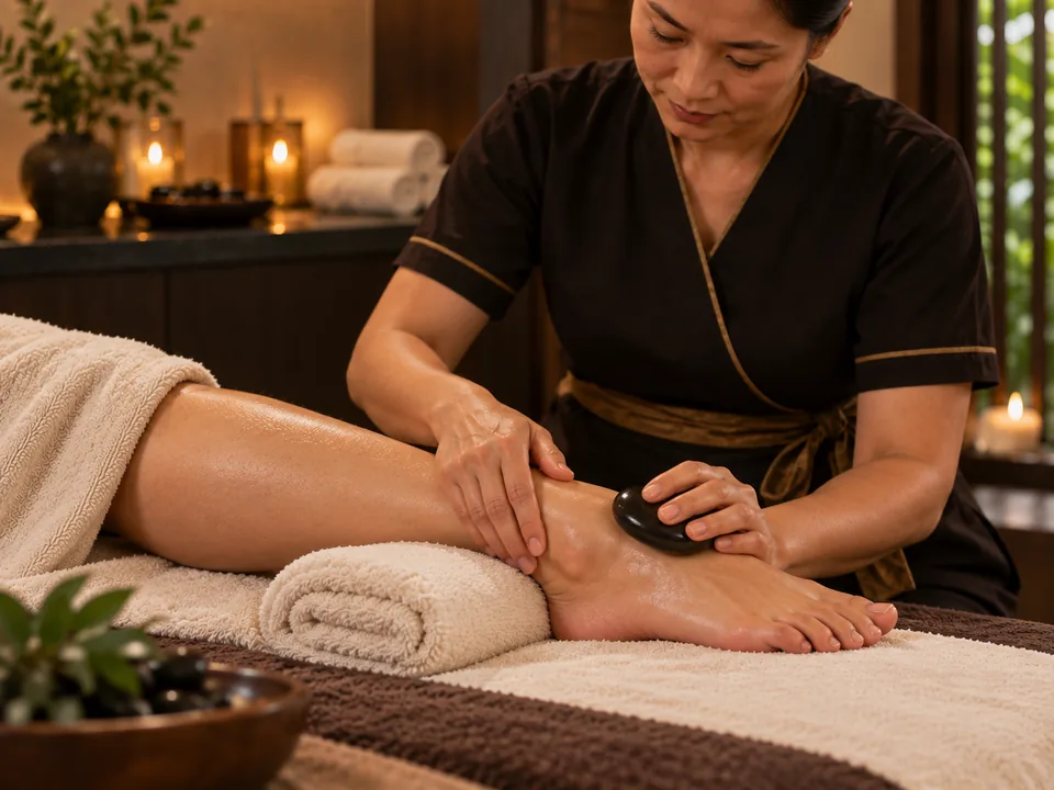 Hot Stone Foot Massage for a Bangkok hotel or home visit