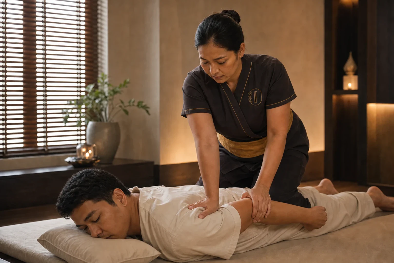 Traditional compression for Best Thai Massage in Sukhumvit at a Loft Thai-inspired Bangkok spa