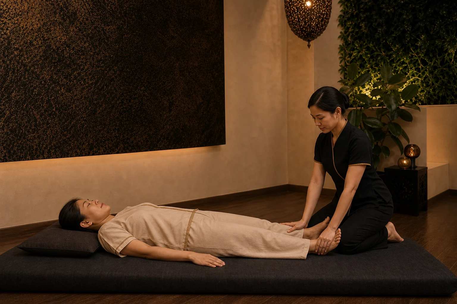 Traditional compression for Best Thai Massage in Thong Lo at a Loft Thai-inspired Bangkok spa