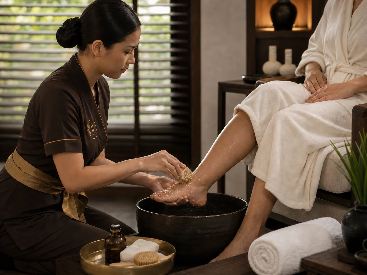 Traditional foot massage in Bangkok used to compare direct tissue work with reflexology mapping