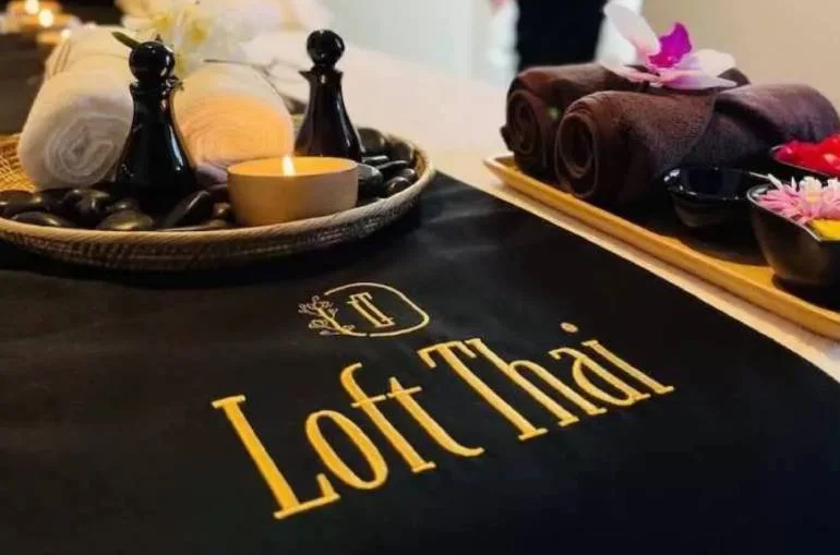 Prepared Loft Thai spa textiles, warm stones and floral details