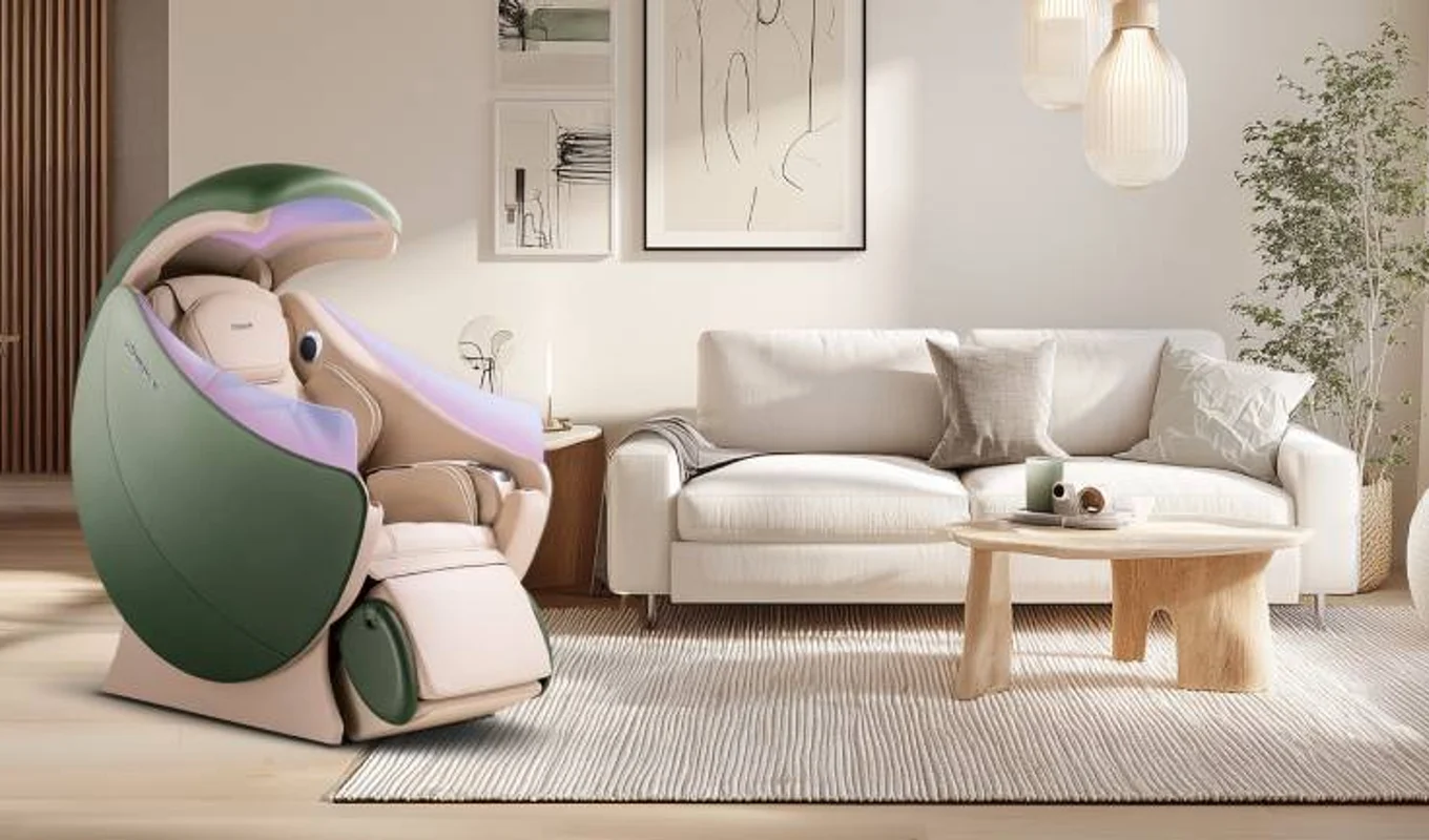 OSIM uDream AI massage chair photographed in a contemporary interior