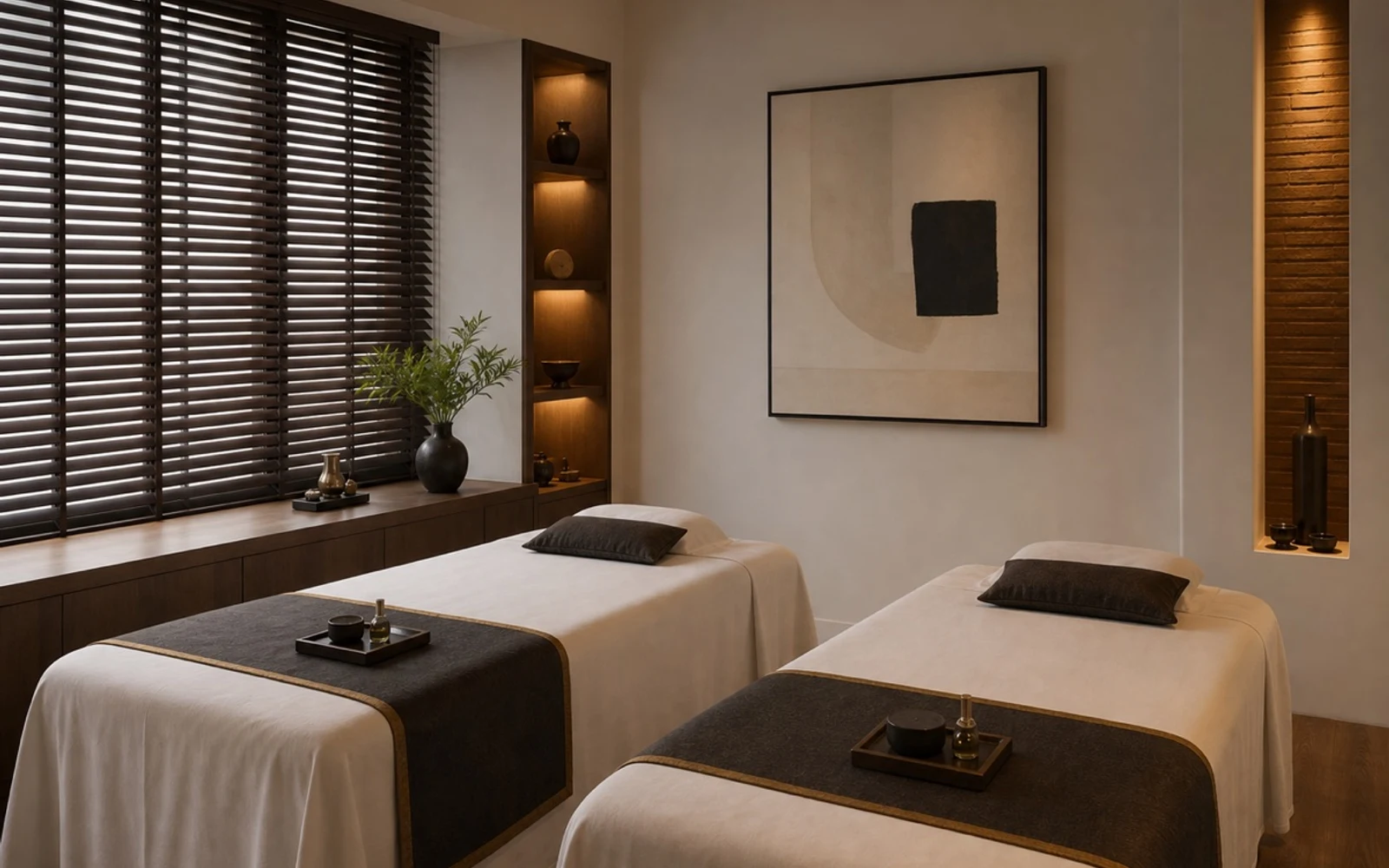 Private couples spa room prepared for a Valentine’s Day experience in Bangkok