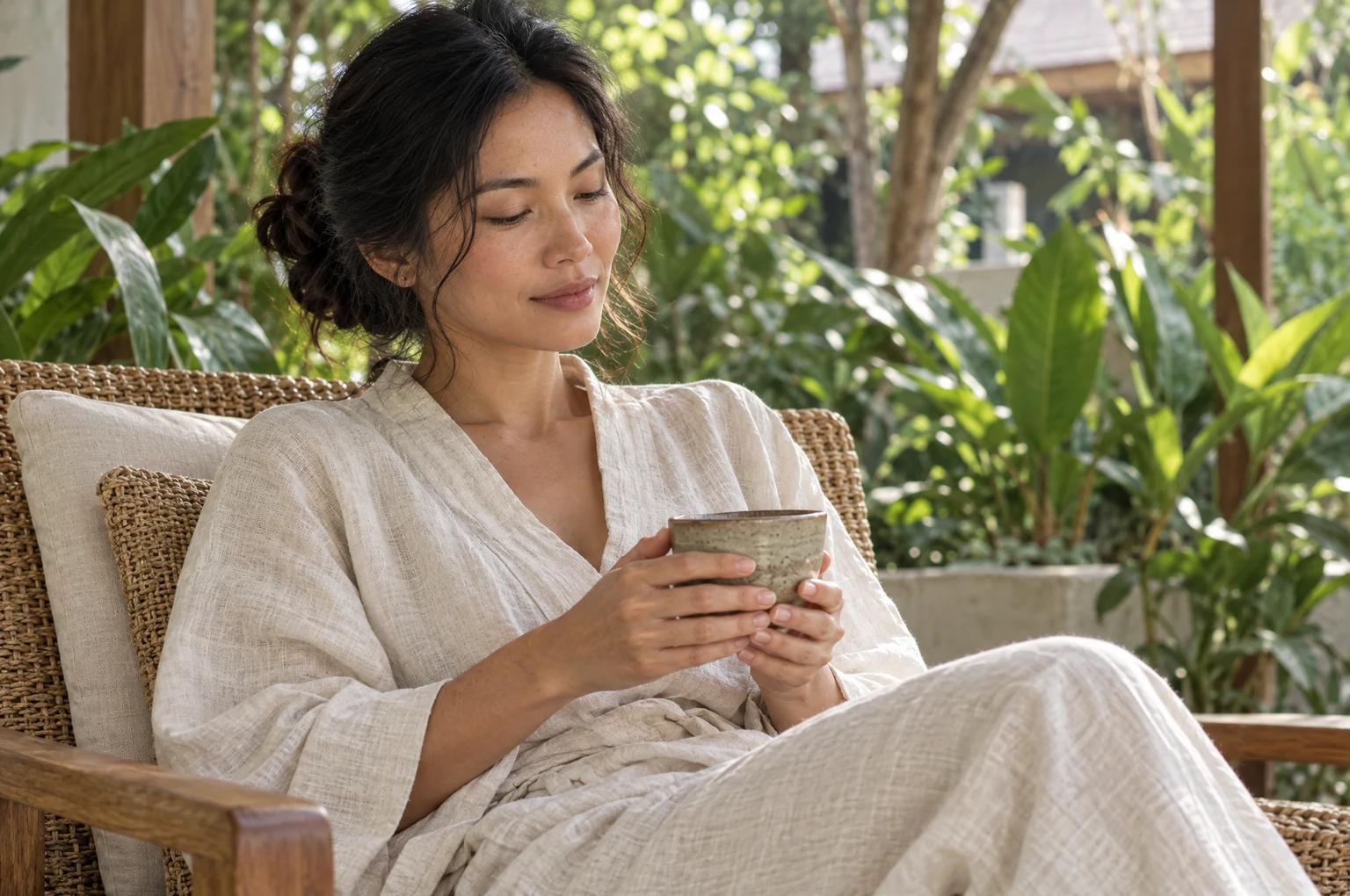 Concept illustration of a quiet moment of rest with tea