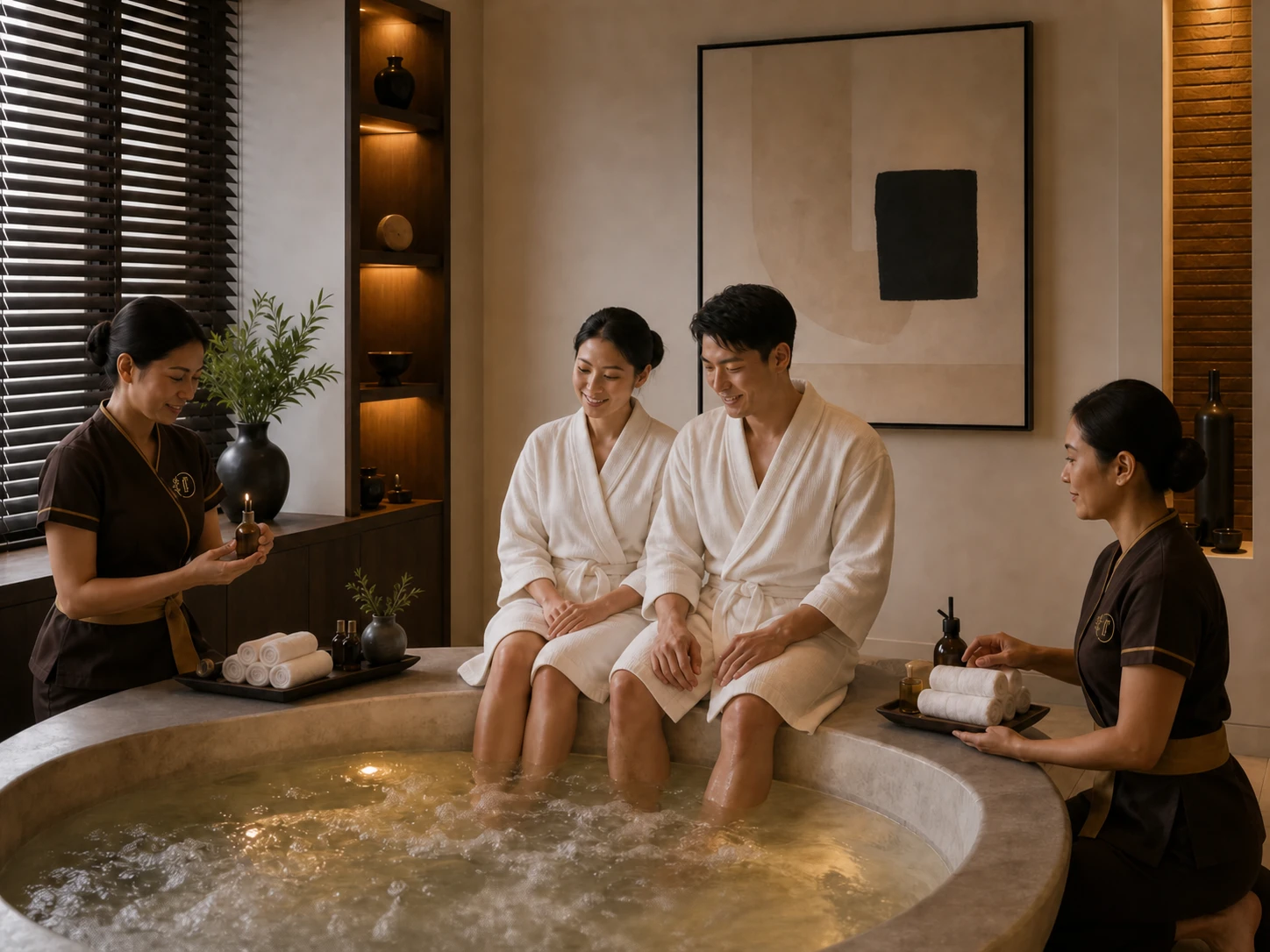 Couple Hydrosense private jacuzzi, massage and facial ritual at Loft Thai Spa Bangkok